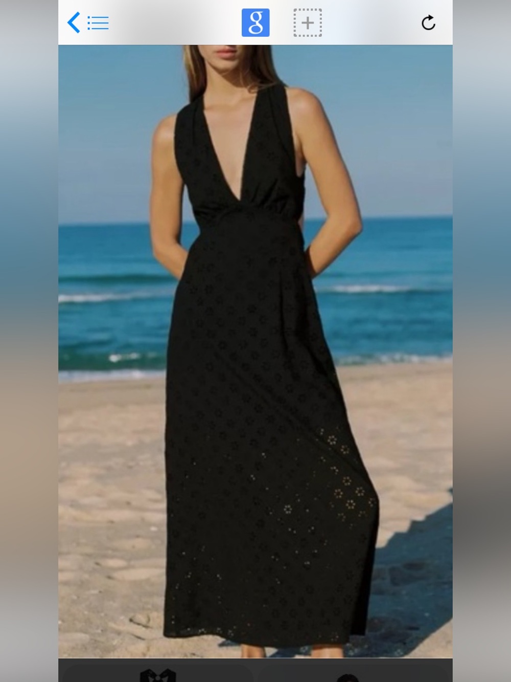 Zara Sleeveless Black Eyelet Maxi Dress - V-Neck
